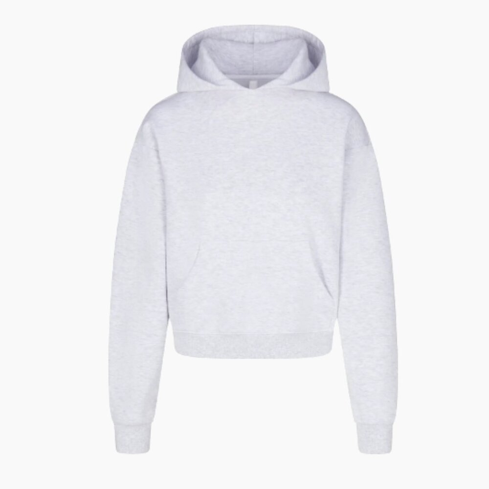 SKIMS COTTON FLEECE PULLOVER HOODIE Light Heather Grey Sz M
